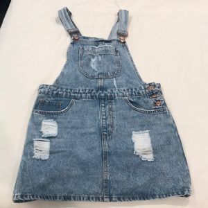 Denim skirt overalls